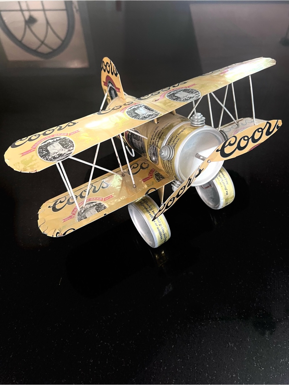 Coors Beer Can Biplane – Handcrafted  Vintage Aluminum Folk Art